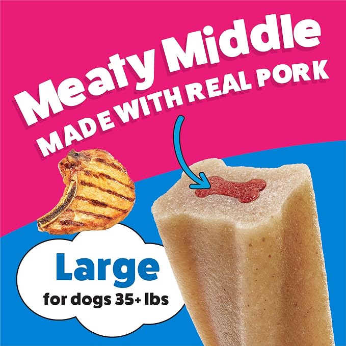 Purina Busy Bone Adult Large Dog Chew Treats, Original, 10 ct Pouch | Rawhide free chew with a real meat center for dogs 35+ lbs, long lasting chew that helps clean teeth
