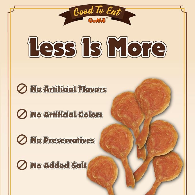 Gootoe Turkey Tendons, Dog Treats for Small Breeds, Lollipop (S), 5 Counts