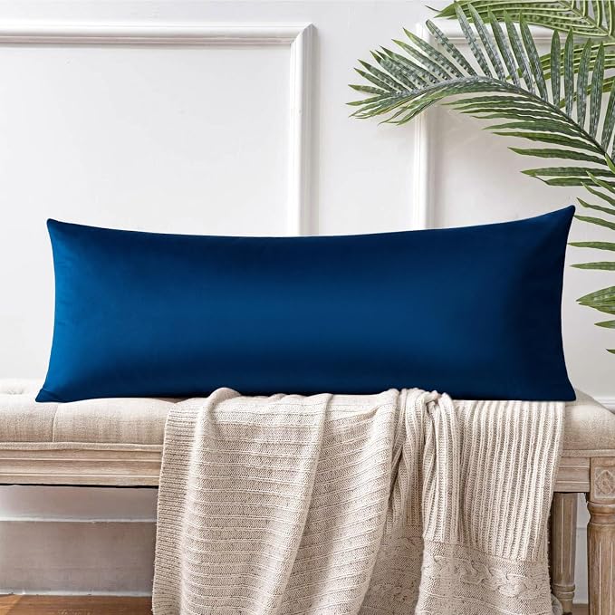 Artscope Luxury Velvet Lumbar Pillow Cover Super Soft Decorative Rectangle Throw Pillow Covers Case Cushion Covers for Sofa Couch Bedroom Car Decor 14x36 Inch Navy Blue