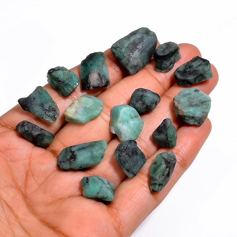 50 carats Raw Green Emerald Stone Lot, Rough Gemstone, Natural Crystals, Chakra Crystals, Healing Stones, Wholesale Pack, Jewelry Making Supply, Supply, (6 to 8pcs)