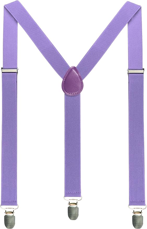 JEMYGINS Solid Color Mens Suspender with 3 Strong Clips Adjustable Braces