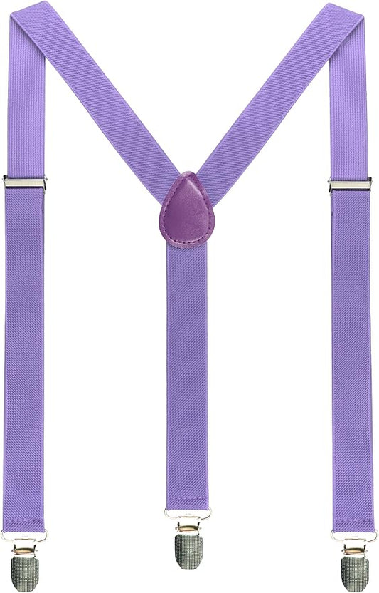 JEMYGINS Solid Color Mens Suspender with 3 Strong Clips Adjustable Braces