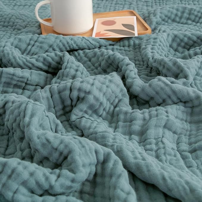 EMME Muslin Blankets for Adults Throw Blanket for Couch Breathable Gauze Soft Lightweight Airy Pink Twin 60" x 80"