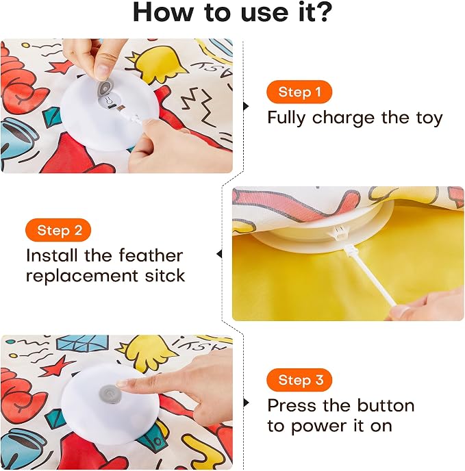 Potaroma Interactive Cat Feather Toys, Hide and Seek Moving Feather Wand