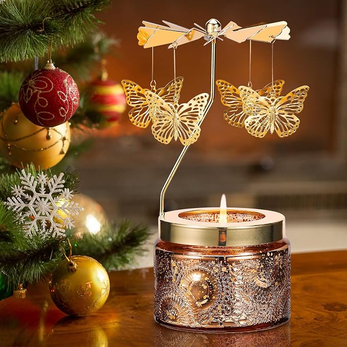 Butterfly Rotating Scented Candle, Gifts for Women Mom Daughter Sister Wife | Birthday Gifts for Women Friendship, Unique Candle Gift for Christmas Anniversary Mothers Day