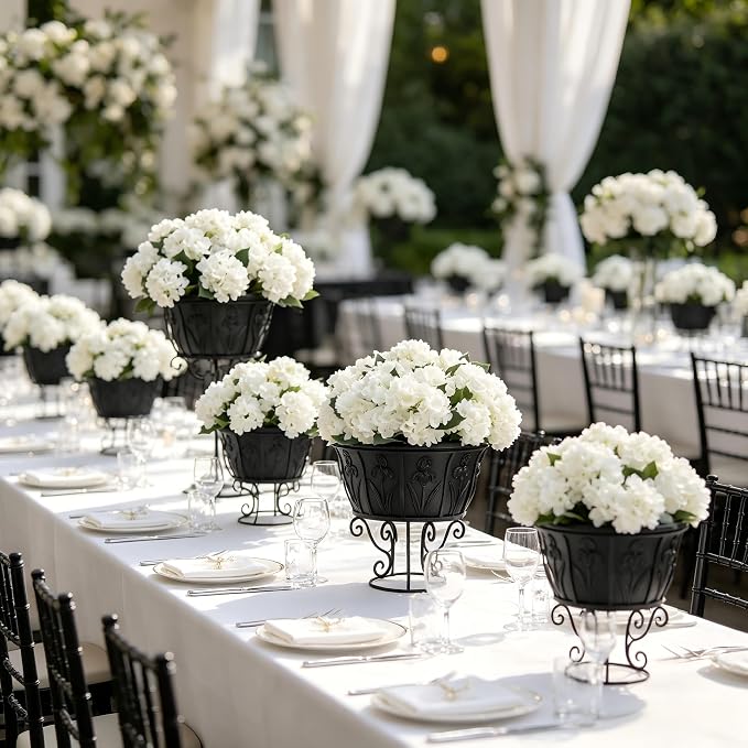 8 Pcs Hydrangea Artificial Flowers Outdoor Silk Bouquets, White UV Resistant Faux Hydrangeas Flowers for Table Vase Centerpieces Outside Party Wedding Porch Patio Planter Home Indoor Outdoor Decor