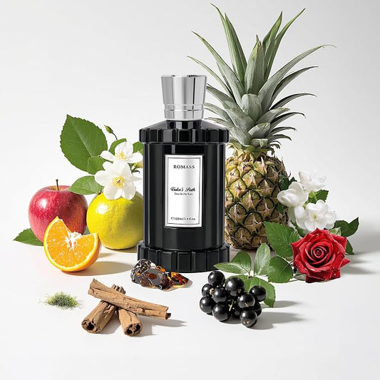 ROMASS Valor's Path Unisex Eau de Parfum Spray - 3.4oz/100ml, Citrus Pineapple & Rose Oud Wood Perfume, Fresh Summer Scent for Men Women