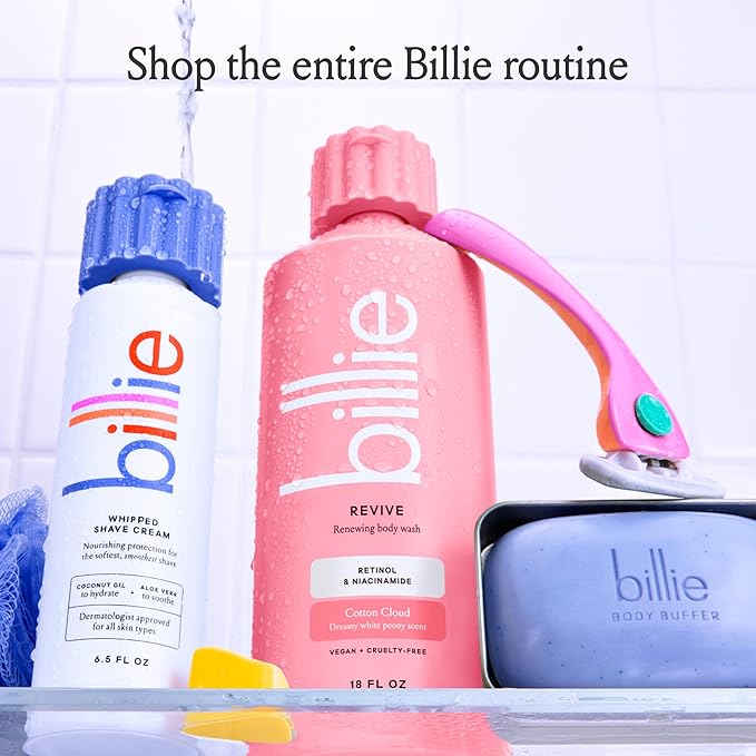 Billie Reviving and Renewing Women's Body Wash, 18 fl oz, Cotton Cloud Scent, Vegan, Cruelty Free