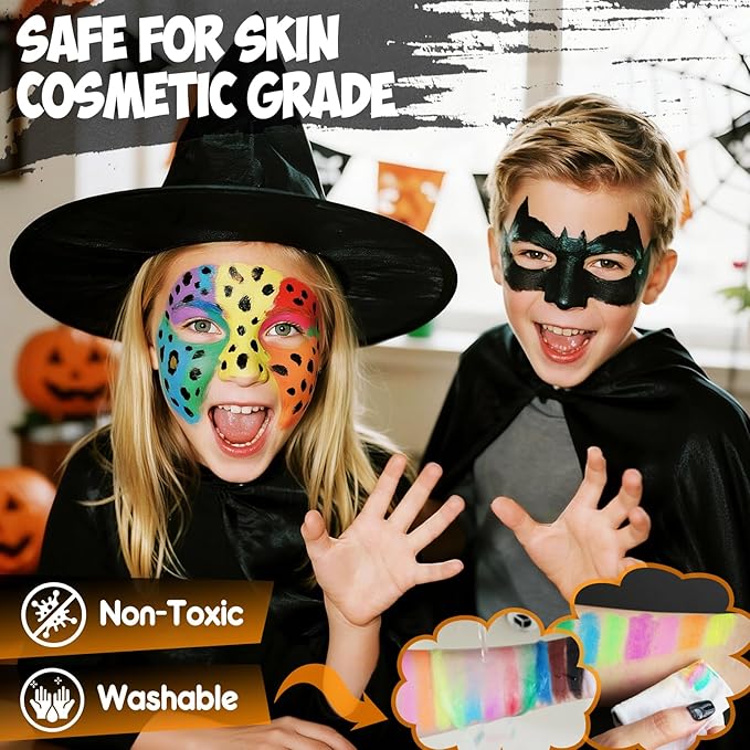 nsxsu Face Paint Sticks for Kids 12 Colors, Washable Face Painting Crayons for Children, Mess-Free Body Paint Pens Kit for Birthday Party Creative Play, Toddler Stocking Stuffers Halloween Makeup