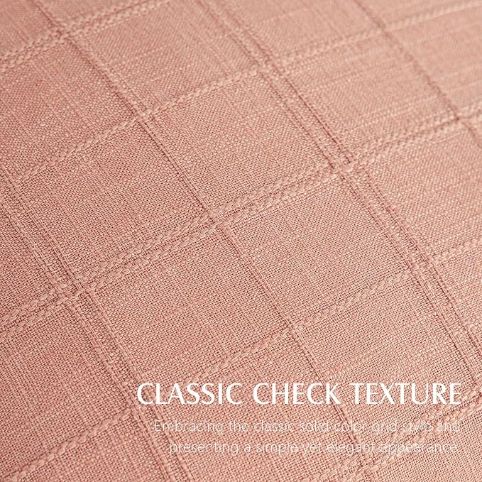 Foindtower Set of 2 Decorative Linen Check Throw Pillow Covers Neutral Farmhouse Vintage Cushion Covers Cozy Modern Boho Accent Home Decor for Sofa Chair Couch Bed Living Room,14×36 Inch,Coral Pink