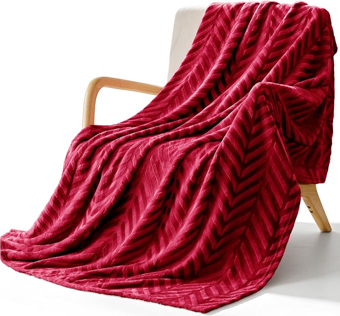 Whale Flotilla Flannel Fleece Fall Throw Blanket for Couch, Red | Lightweight Breathable Soft Sofa Throws, Plush Fluffy Chevron Design Decorative Blankets for Home Life, 50x60 Inch