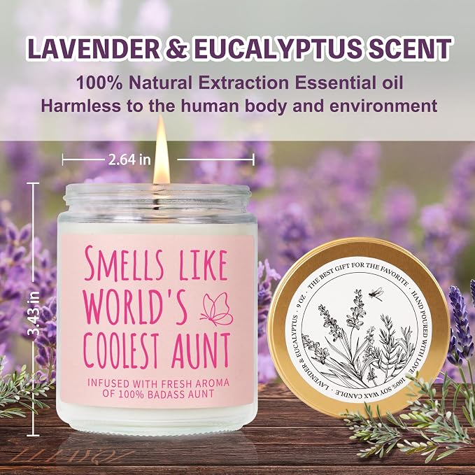Cool Aunt Candle Gift for Aunt from Niece Nephew, World Coolest Aunt Candle, Best Aunts Ever Candles Gift, Funny New Auntie Candles Gifts Ideas for Birthday Christamas Thanksgiving Day-59