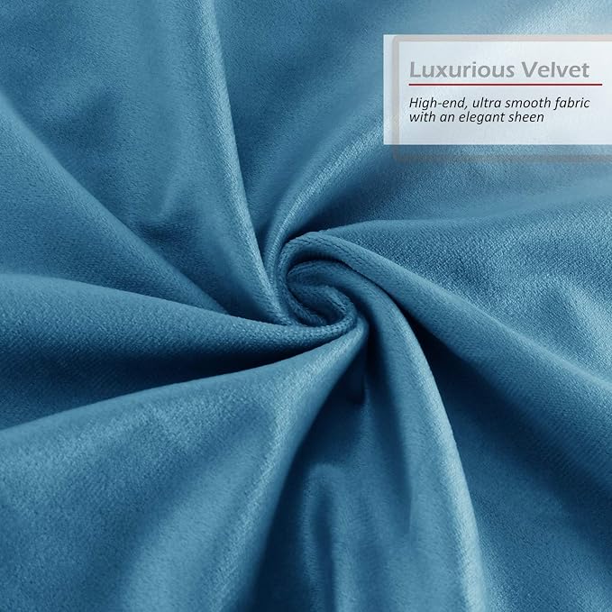 Throw Pillow Inserts Pack of 2 with Velvet Soft Solid Decorative Square Throw Pillow Covers Set for Sofa Couch Car Bedroom, 20X20 Throw Pillows Inserts with 18x18 Washable Cushion Covers, Blue Haven