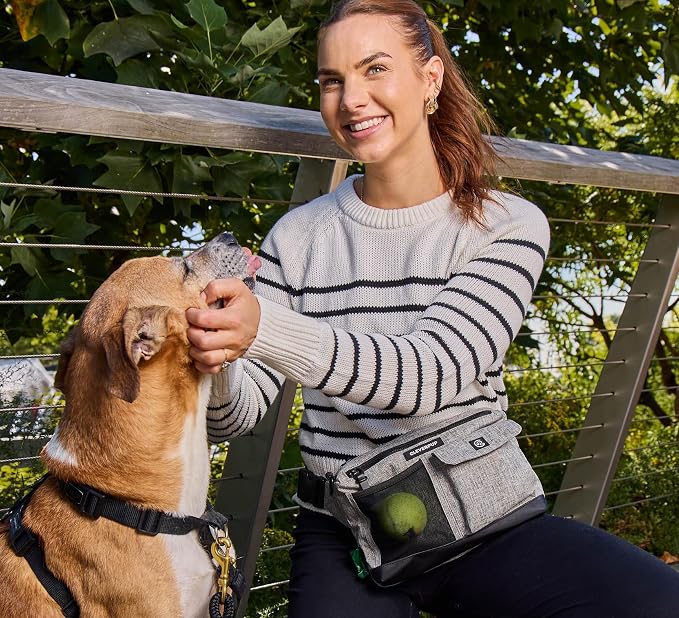 Cleverpup Walk & Train 2-in-1 Dog Walking Bag - Hands-Free, Heather Grey