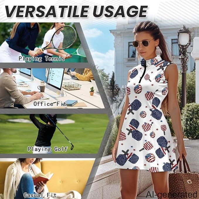 Golf Dress Tennis Dresses for Women with Built in Shorts and Pockets Sleeveless Athletic Dress Workout Dress