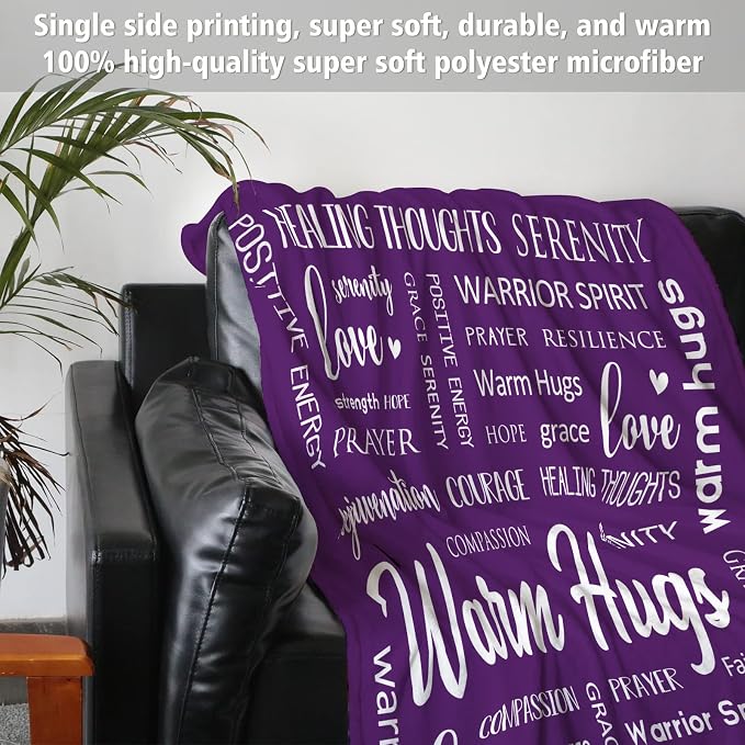 Warm Hugs Healing Blanket, Get Well Gifts for Women Men | After Surgery, Breast Cancer Gifts for Women Friends, Inspirational Blanket, Soft Comfort Throw Blankets 50" x 60"