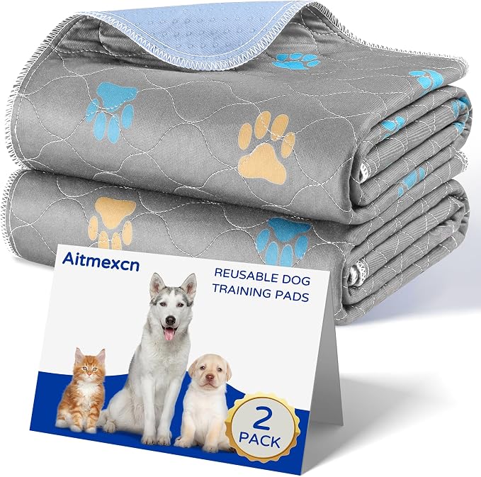 Aitmexcn Washable Pee Pads for Dogs, 2 Large Puppy Pads, 36'' x 41'' | Highly Absorbent, Waterproof Layer, Machine Washable, Non-Slip Bottom, For Playpens and Senior Dogs