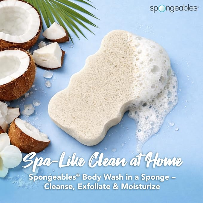 Spongeables Body Wash in a 20+ Wash Sponge, Coconut Colada, 3 Count