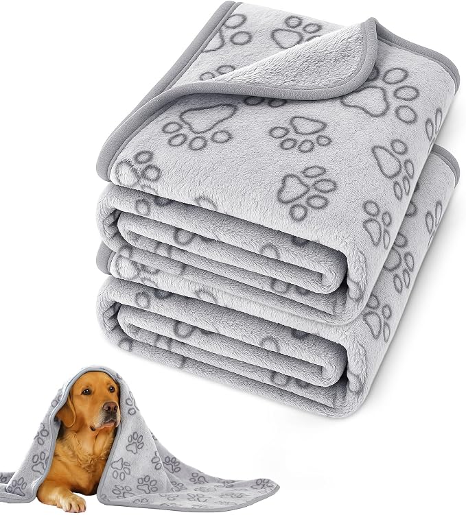 Dog Blankets for Medium Dogs, Cat, Premium Soft Dog Blankets for Small Dog | Washable, Puppy Blanket Dogs Essentials for Puppies (2, Grey, 41" x 30")