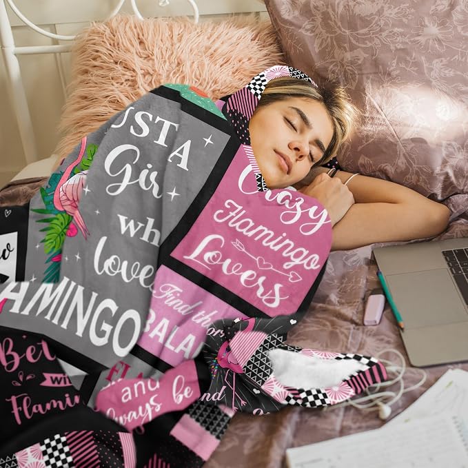 Flamingo Gifts Blanket 80"x60", Pink Flamingo Gifts for Women Girl Unique, Flamingos Decor, Christmas Birthday Gift Ideas for Flamingos Lovers