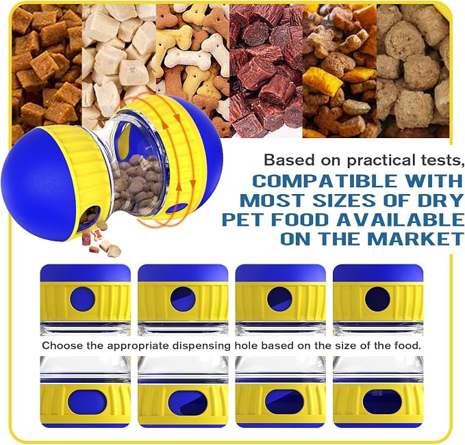 BSISUERM Dog Treat Dispensing Puzzle Toy Adjustable Food Dispenser Slow Feeder Puppy Enrichment Training Rolling Ball Pet Interactive Chase Toys for Small Medium Large Dogs to Keep Them Busy