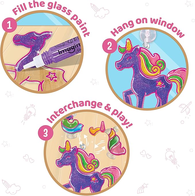 Imagimake Window Art Princess & Unicorn | Suncatcher Kit | Princess & Unicorn Toys for Girls Age 5-8 | Craft Kits for Ages 8-12 | Christmas Activities for Kids | Christmas Gifts for Girls Ages 5,6,7,8