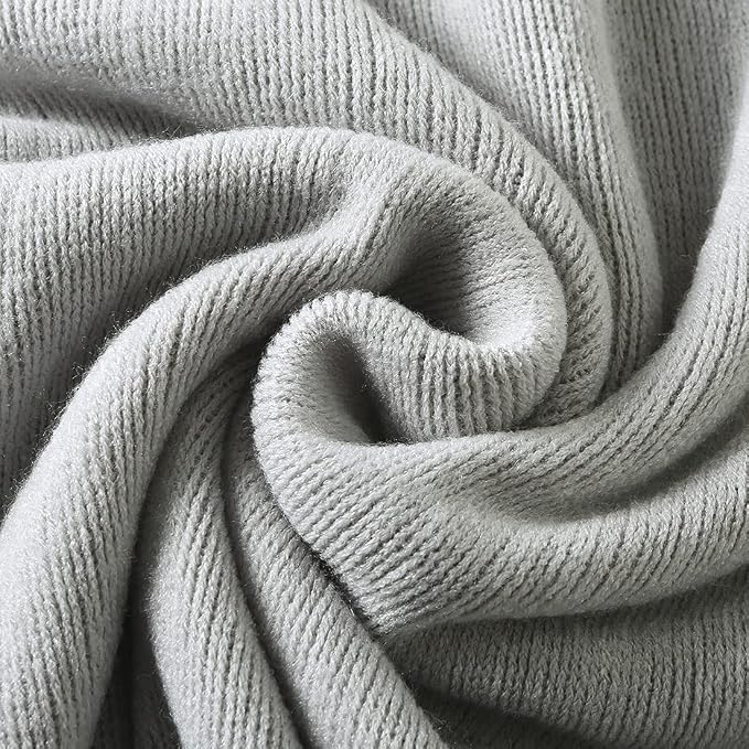 Homiest Light Grey Knitted Throw Blanket with Fringe, 50x60 Inch | Pure Acrylic, Lightweight & Breathable, All-Season Use, Machine Washable, Wrinkle & Fade Resistant, for Couch Sofa And Bed