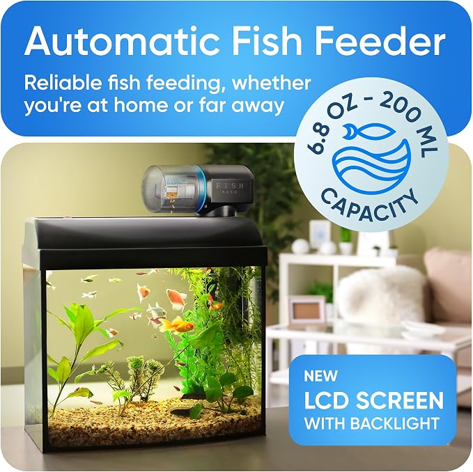 Automatic Fish Feeder for Aquarium - New Generation 2026, Auto Food Dispenser with Timer for Small Tank, Big Aquariums & Pond (Blue)