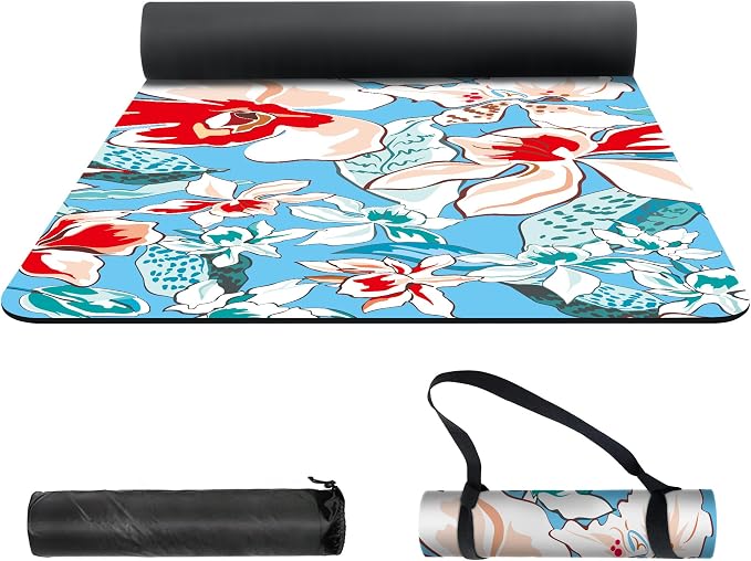 nuveti Yoga Mat Print Extra Thick TPE Non Slip Fitness Exercise Mat with Carrying Bag,72"x24" Extra Thick 6MM Exercise & Workout Mat for Yoga, Pilates Fitness and Floor Exercises