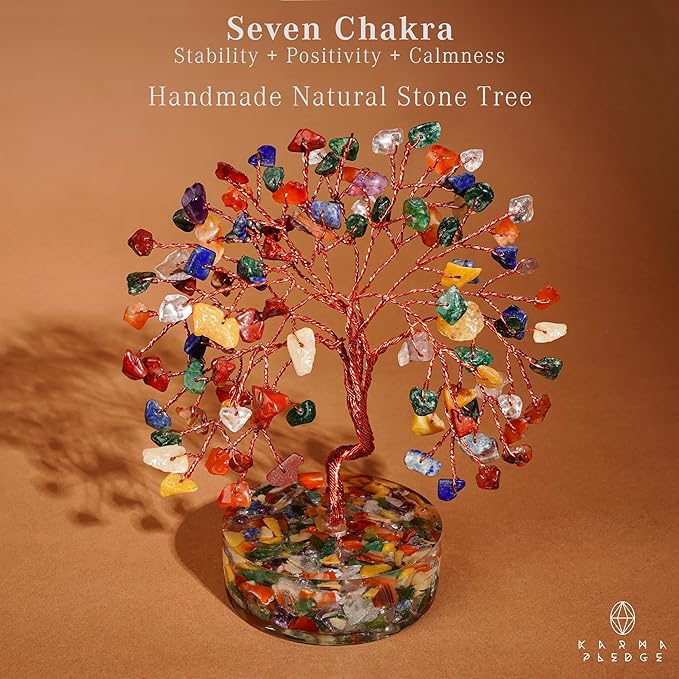 7 Chakra Crystal Tree of Life Birthday Gifts for Women, Men, Friends, Handmade Reiki Healing Crystals Tree for Home Office Decor, Positivity, Good Luck, Money, Unique Gifts for Her Mom, Dad