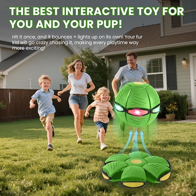 Magic Bouncing Ball 6-Light Transformable Pop up Ball, Interactive Bouncy Toy for Kids Dogs Pets