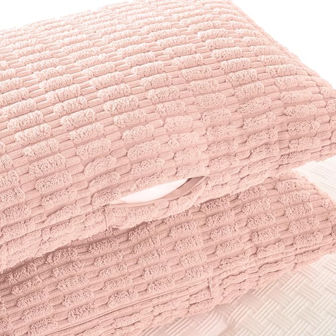 Fancy Homi Decorative Throw Pillow Covers for Bed Couch Bedroom Bench, Soft Corduroy Solid Pillow Case, Rustic Farmhouse Boho Room Decor,36" x 14" (Pack of 1),Blush Pink