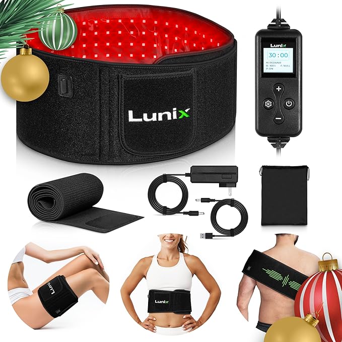 Lunix LX16 Red Light Therapy Belt, Near Infrared Light and Red Light Therapy to Improve Circulation, Relax Muscles, Black