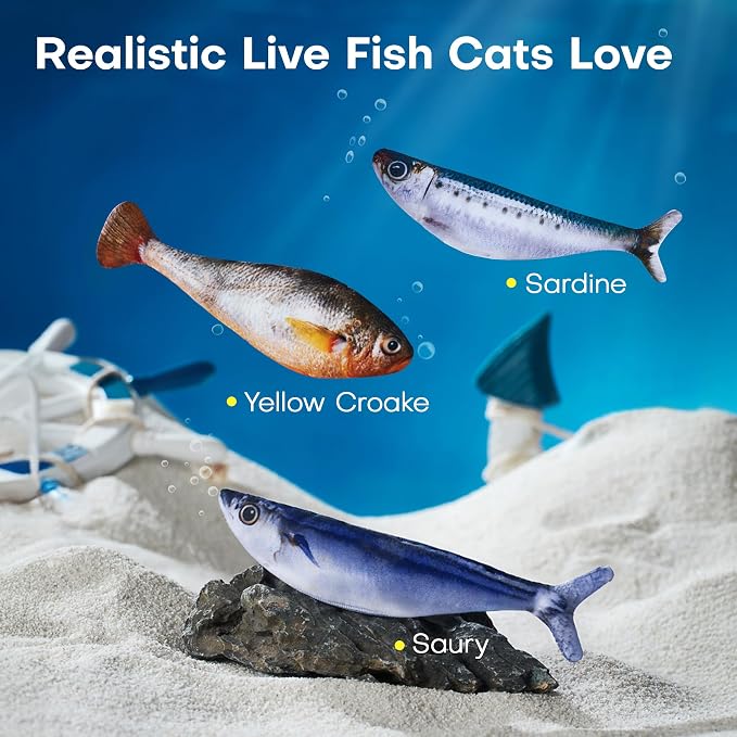 Potaroma Cat Toys Bite-Sized Flopping Fish with Catnip