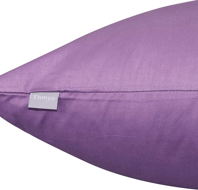Thmyo 4-Pack 100% Cotton Comfortable Solid Decorative Throw Pillow Case, Square Cushion Cover Pillowcase Sublimation Blank Pillow Covers DIY Throw Pillowcase for Sofa(16x16 inch/ 40x40cm,Purple)