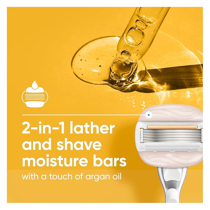 Venus MoistureGlide Women's Razor Blades, With Built-in Shave Gel Bars, 4 Razor Blade Refills