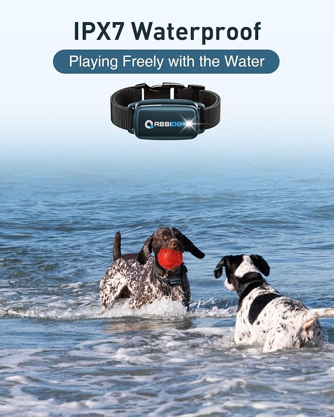 ABBIDOT Shock Collar for Dogs, 3300 FT Dog Training Collar with Remote, IPX7 Waterproof with 4 Training Modes, Rechargeable E-Collar for All Breeds (15-120 lbs) (Light Blue, 1 Collar)