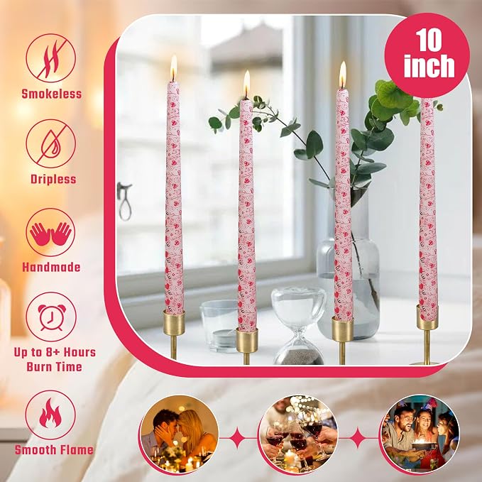 10 inch Long Candle Blue Quicksand Taper Candles Printed Candlestick Handmade Unscented Taper Candle 4 Pack Smokeless Tapered Candles for Home Dinner Wedding Holiday