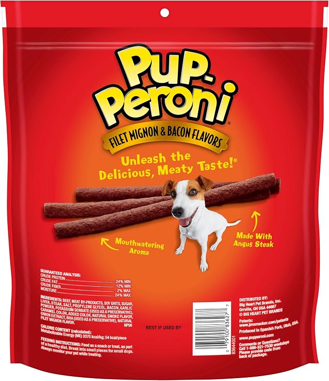 Pup-Peroni Original Filet Mignon & Bacon Flavor Dog Snacks, 22.5 Ounce Bag (Pack of 4)