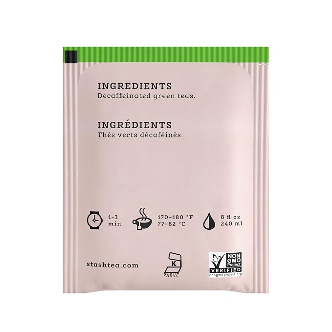 Stash Tea Decaf Premium Green Tea, Box of 100 Tea Bags (Packaging May Vary)