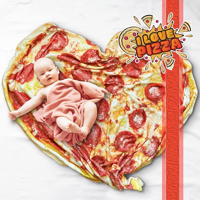 Bcareself Pizza Blanket Adult Kdis Size Double Sided Funny Realistic Food Personalized Throw Blanket Novelty Gift for Everyone 300 GSM Soft Flannel 60 inches Red