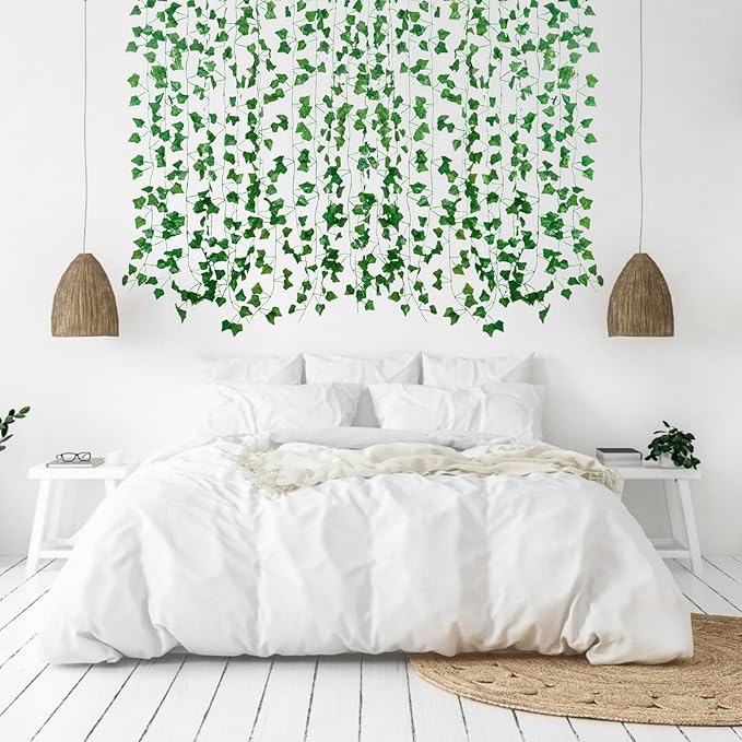 Freyalife Fake Vines for Room Decor (96 Pack 689Ft) Artificial Ivy Leaves Hanging Greenery Garlands for Home Bedroom Wall Wedding Christmas Party Office Patio Indoor Outdoor Garden Decor