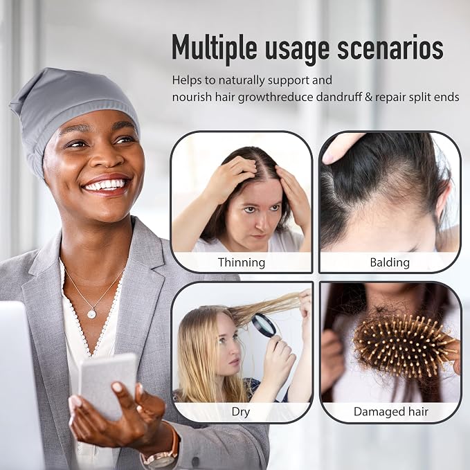 Castor Oil Pack Wrap for Head, Reusable Hat Wrap Organic Cotton for Women Sleeping，Castor Oil Pack Kit for Thinning, Balding, Dry and Damaged Hair(Oil Not Included) M