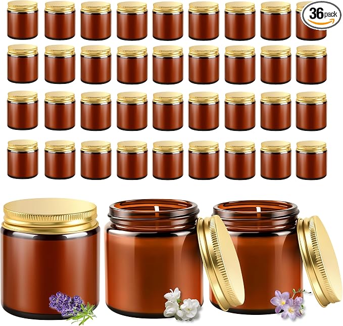 ACITHGL 36 Pcs 4oz Mini Mason Jar Candles Small Scented Candles Bulk Aromatherapy Ideal Souvenir Favors for Wedding Birthday Party (Freesia, Lavender, Jasmine, Amber)