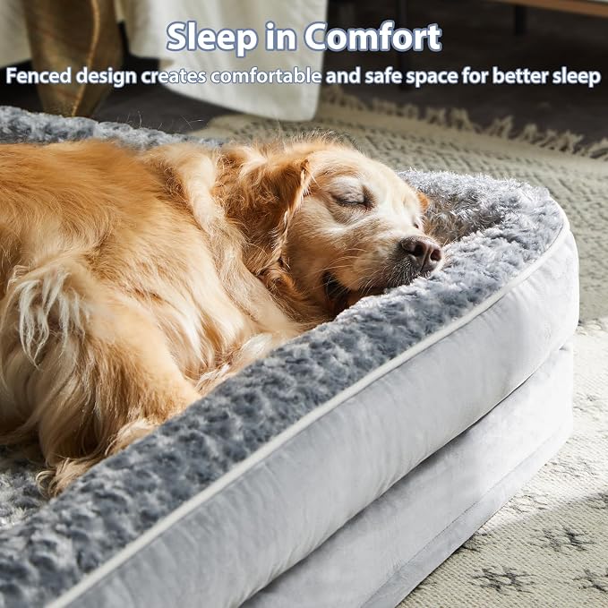 WNPETHOME Dog Beds for Large Sized Dogs, Washable Orthopedic Dog Couch Sofa Bed with Waterproof Lining & Non-Skid Bottom for Pet Sleeping (Pack of 2)