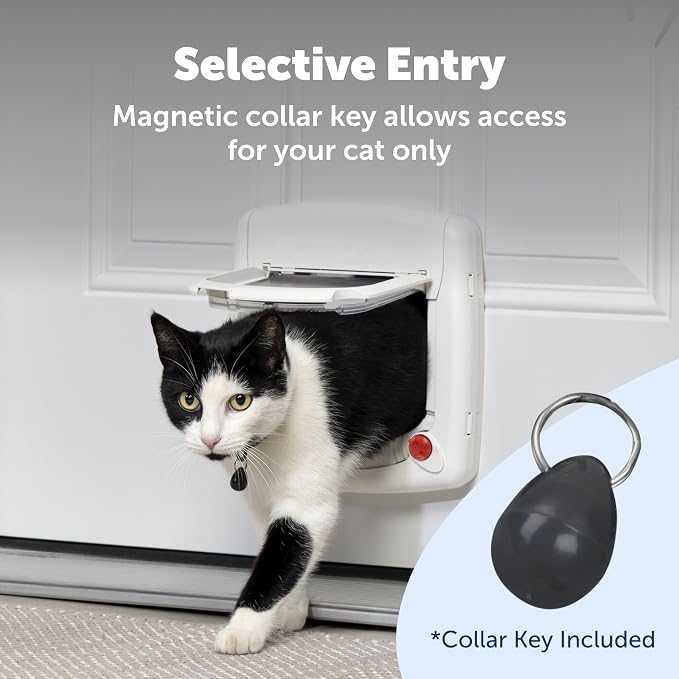 PetSafe, Deluxe Magnetic Cat Flap, Selective Entry, 4 Way Locking, White