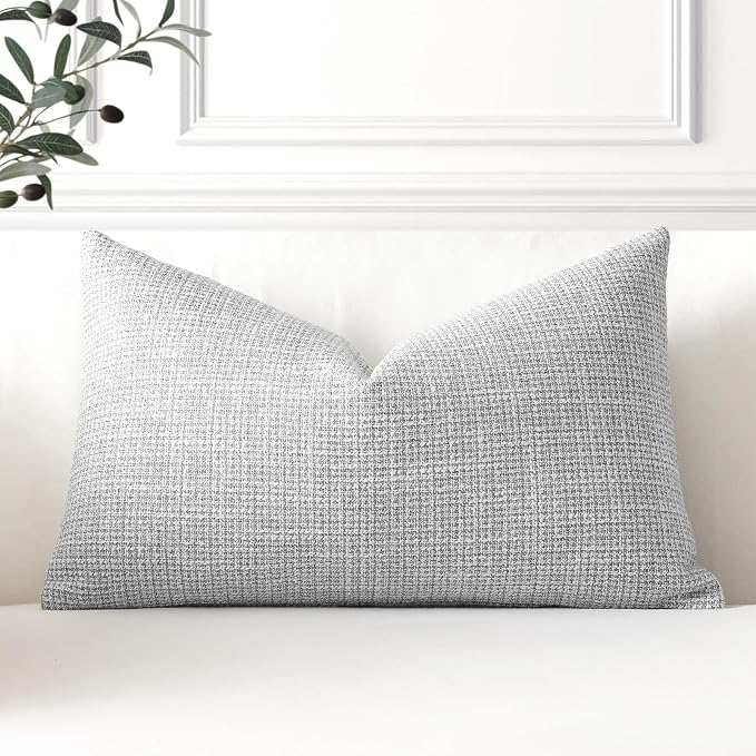 OTOSTAR Linen Throw Pillow Cover Set of 1 Decorative Lumbar Pillowcases Cushion Covers 16x24 Inch for Home Decor Sofa Bedroom Car 40 x 60CM Light Grey