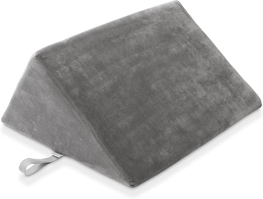 Saloniture Triangle Wedge Massage Table Bolster Under-Knee Pillow, Extra Large - 19 x 12 x 20 x 15.5 Inch - Gray Velour