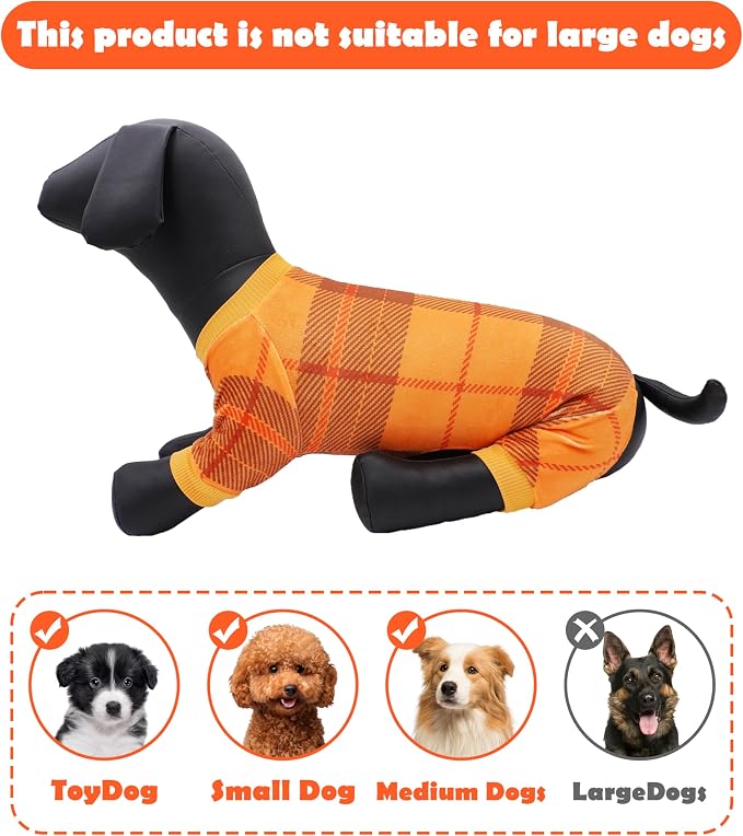PET SHOW 4 Pack Plaid Fleece Dog Pajamas Warm for Extra Small Dogs | Soft stretchy dogs onesies,boy girl pjs with sleeve,holiday jumpsuit costume for small pets cats,XS