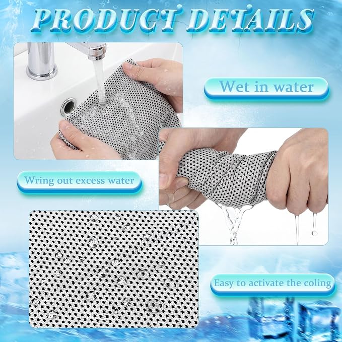 Honoson 20 Pcs Cooling Towels for Neck and Face, 47"x12" Sports Breathable Ice Towels Microfiber Chilly Sweat Rags with Portable Bottle for Gym Golf Athletes Yoga Workout Hot Weather (Light Gray)